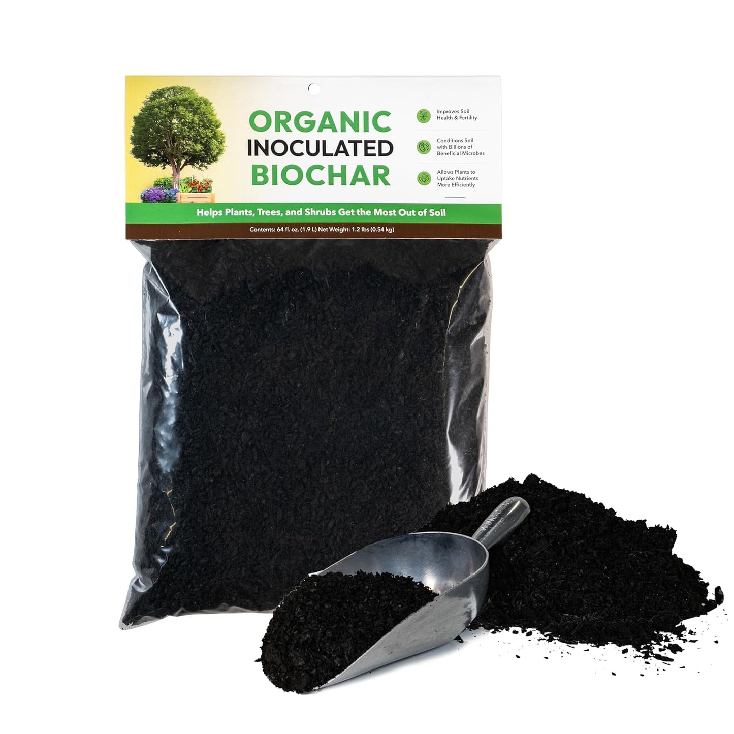 Organic Inoculated Biochar: Helps Plants and Trees Get The Most Out of Soil | Allows Plants to Uptake Nutrients More Efficiently | Contains Millions of Soil-Enriching Micro-Organisms | 128oz Bag