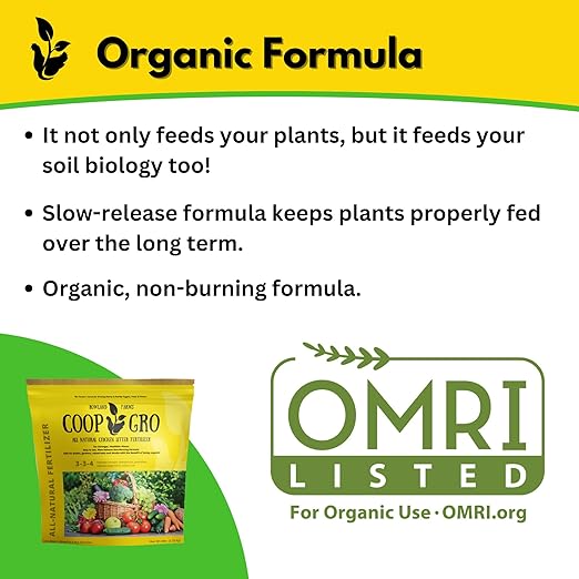 Coop Gro Organic Chicken Manure Fertilizer 6 lb. Bag. All-Natural Plant Food for Vegetable Gardens, Flower Beds, Indoor Plants & Shrubs. Pelleted Fruit Tree Fertilizer (1 Pack)