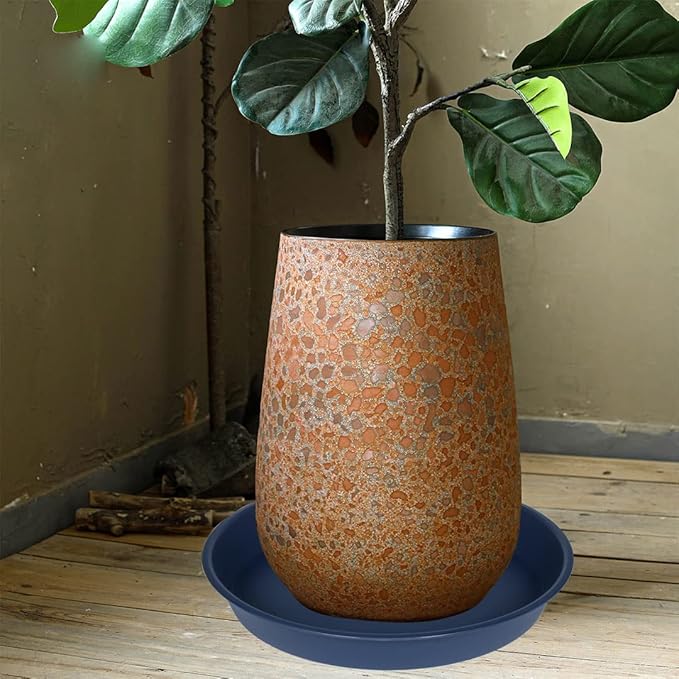 6 Pack of 10 inch Plant Saucer Blue, Heavy Duty Plastic Plant Saucer 10 inch Round, Flower Plant Saucers for Indoors, Plant Trays for Planter 8"/9"/10" (10", Blue)