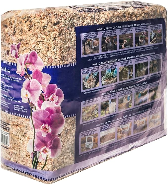 SuperMoss (22330) Orchid Sphagnum Moss Dried, Natural, 2.1lbs Small Bale