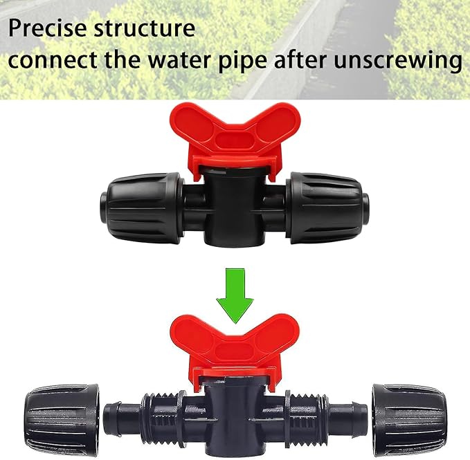 13 Pack Drip Irrigation Valve for 1/2 in Irrigation Tubing (1/2" Idx0.6-0.65" Od) Locked Barbed Ball Valve Drip Line Shut Off Valve Parts in Drip Irrigation Parts for Garden,16mm Drip Irrigation Parts