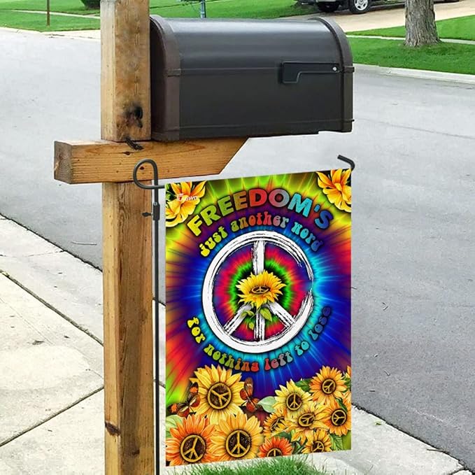 FLAGWIX Sunflower Hippie Peace Flags - Summer Flag Decorations For Home, Outside, House Flag (30 x 40) - USA House Garden Flags, Hippie Peace House Flag, Premium Polyester - Decorative Outdoor Flags