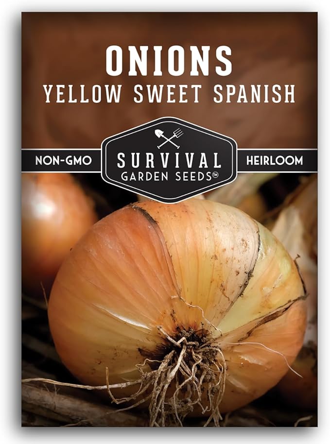 Yellow Sweet Spanish Onion Seed for Planting - 1 Packet with Instructions to Plant and Grow Long Day Onions in Your Home Vegetable Garden - Non-GMO Heirloom Variety - Survival Garden Seeds