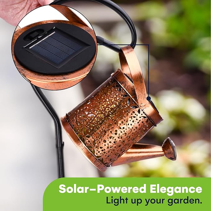 SteadyDoggie Solar Outdoor Garden Lights - Waterproof Metal Shower Lights with Flameless LED Lanterns - Decorative Solar Yard Decorations for Pathways, Patio, and Garden, 6.4x8.6 Inch