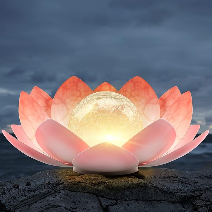 Solar Light Outdoor, Metal Glass Decorative Waterproof Garden Light LED Solar Flower Lights for Patio, Lawn,Walkway,Tabletop,Ground