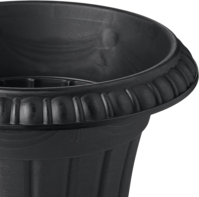 PL00BK Classic Traditional Plastic Urn Planter, Black