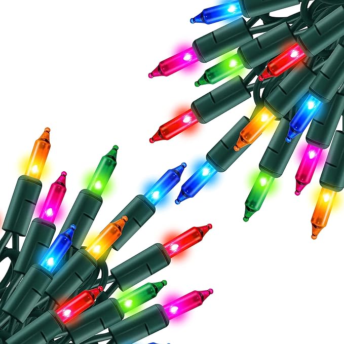 Multi Colored Christmas Lights, 2 Pack Total 40FT 200 Count Incandescent Christmas Mini Tree String Lights, Waterproof Christmas Decorations for Outdoor Indoor Xmas Home Party Garden Yard Decor