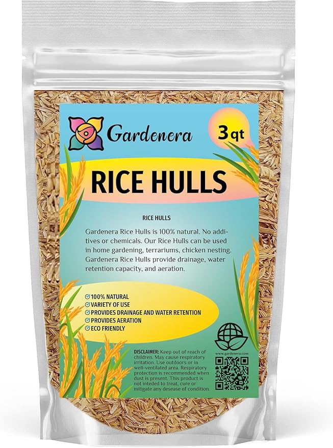 Sustainable Soil Enhancement: Gardenera Rice Hulls - Boost Nutrient Availability and Reduce Watering Frequency - 3 QUARTS