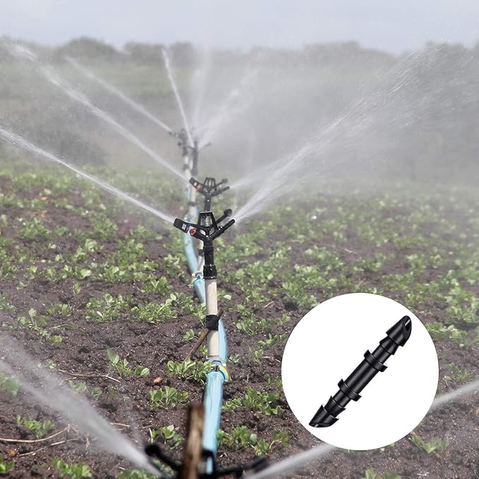 Mudder 300 Pieces Drip Irrigation Fittings 1/4 Inch Single Barbed Coupling Connectors Barbed Drip Tubing Irrigation Coupler for Sprinkler System Garden Lawn Greenhouse Patio Farm