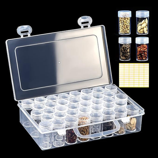 Seed Storage Box, Seeds Storage Organizer with Label Stickers(seeds not included), 38 Slots, Seed Container Storage use for Flower Seeds,Vegetable Seeds, Clover Seeds,Basil Seeds,Tomato Seeds