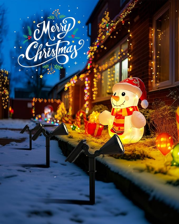 Solar Spot Lights Outdoor Waterproof, Flag Pole Light Solar Powered Halloween Lights, Landscape Lighting Spotlights for Tree, House, Yard, Garden, Christmas Decorations-4 Pack Warm White