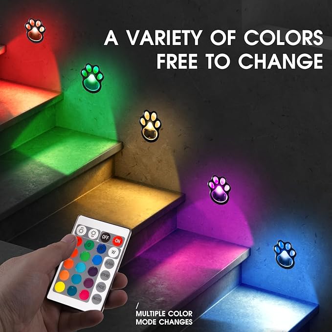 Set of 2 Wireless Solar Dog Paw Print Lights, 5.1" LED Garden Lanterns, Waterproof Outdoor Animal Pet Decor for Garden, Pathway, Yard & Patio, Multicolor Changing Lights