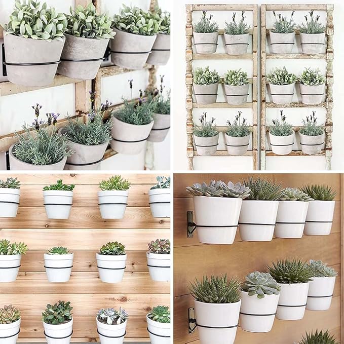 6 Pack 6in Flower Pot Holder Ring Wall Mounted Metal Planter Hooks Hangers Wall Bracket Wall Planter Hook (6, 6")