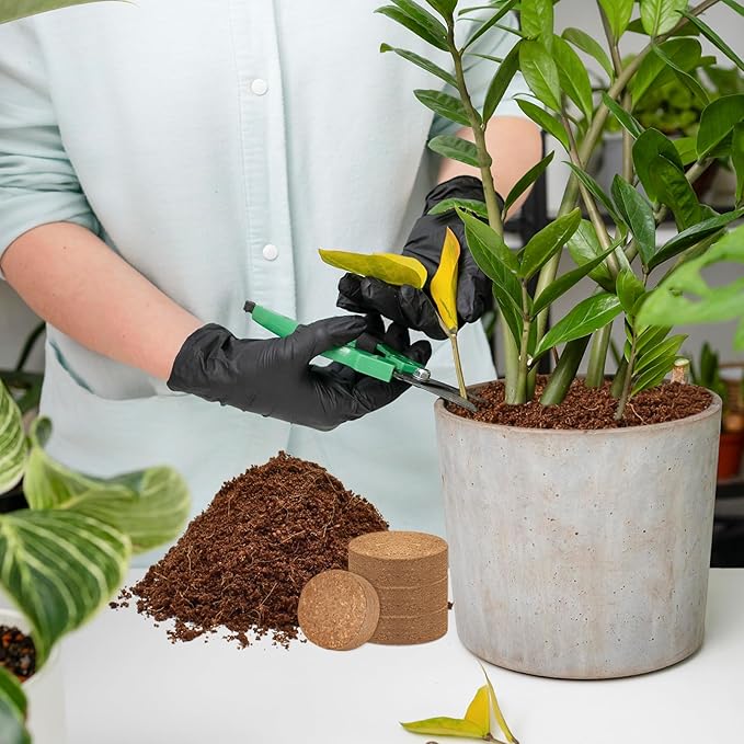 ZeeDix 200Pcs 50mm Compressed Coco Coir Fiber Potting Soil Seed Starters - Organic Coco Coir Pellet Fiber Soil for Planting Bonsai, Herbs, Flowers and Vegetables