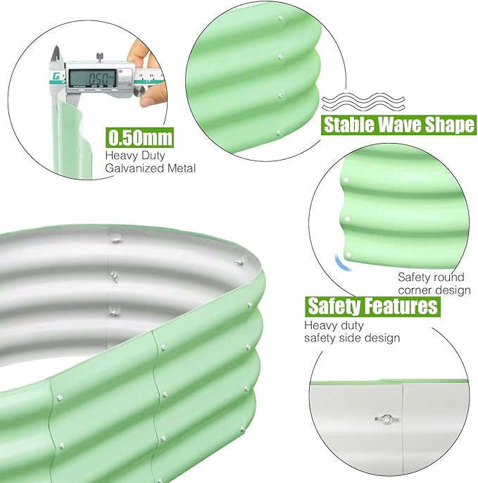 SnugNiture Galvanized Raised Garden Bed, 4x2x1ft Oval Metal Planter Box for Planting Outdoor Plants Vegetables