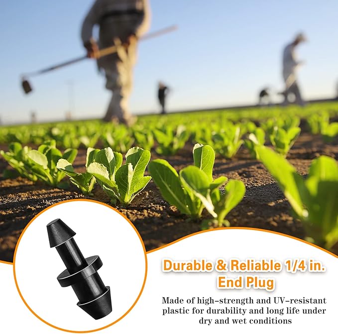 Drip Irrigation End Plug：120 Pack Barbed End Cap Irrigation Parts Fit for 1/4 Inch Drip Irrigation Tubing Drip Line Irrigation End Closure for Garden Lawn Drip Irrigation System