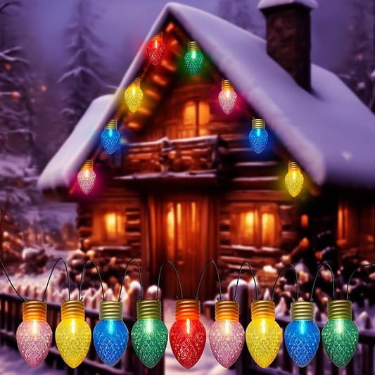 Jumbo Xmas String Lights, 16FT Large Multicolored Bulbs Christmas Hanging Lights with 10 LED Giant Multicolor Bulbs, C7 Big Bulb Vintage Christmas Decorations for Holiday Home Tree Roof Yard Garden