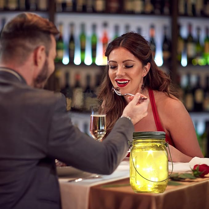 ANGMLN Solar Mason Jar Lights Lids, 10 Pack 30 LED Solar Fairy Lights for Regular Mouth Mason Jars, Outdoor Hanging Mason Jar Lights for Garden Yard Decor, Wedding Christmas Gifts (Jars Not Included)