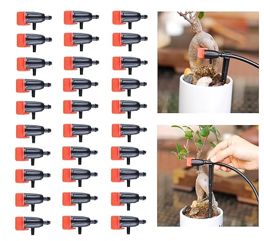 60PCS Drip Emitters for 1/4" Drip Irrigation Tubing,Garden Irrigation Dripper, Irrigation Drip Emitters Adjustable Water Flow Drippers Garden Succulent Watering Dripper Sprinkler for (4-7mm) Hose (60)