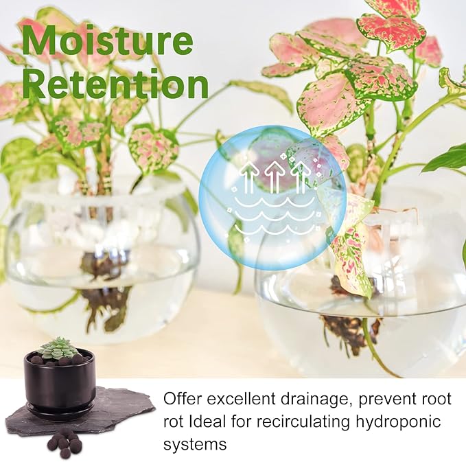 11LB LECA Explanded Clay Pebbles, 14-16mm Lightweight Clay Aggregate for Hydroponic Growing, Premium Grow Media for Orchids, Aquaponics Plants and Horticultural Drainage, Black