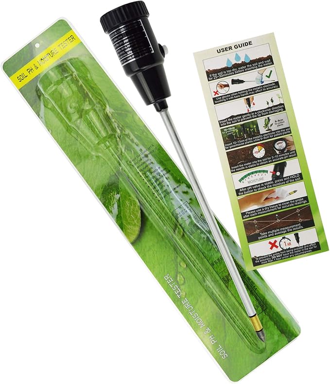 Soil PH Meter, Soil Moisture Sensor Meter, Soil PH Tester Gardening Tool Kits for Plant, Tree, Soil Tester for Moisture Great for Garden, Lawn, Farm, Indoor & Outdoor Use 295mm Long