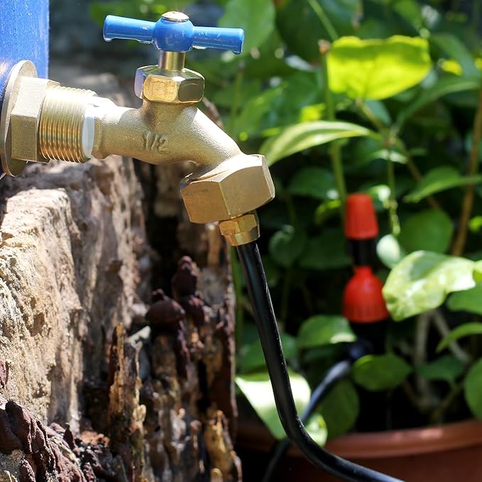 Drip irrigation hose connector, Garden Hose Adapter, Standard 3/4" GHT Female Thread to 1/4" Tube Adapter for Water Hose, Convert 3/4" Garden Hose to 1/4" Tube Drip Irrigation Parts (4 PCS)