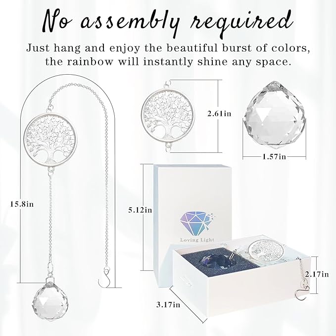 Memorial Gifts for Loss of Loved One, Unique Sympathy Gift Idea Crystal Ball Window Suncatcher, Rainbow Bereavement Grief Gift Box for Loss of Mom Grangma Son Daughter Friend Dog, Tree of Life