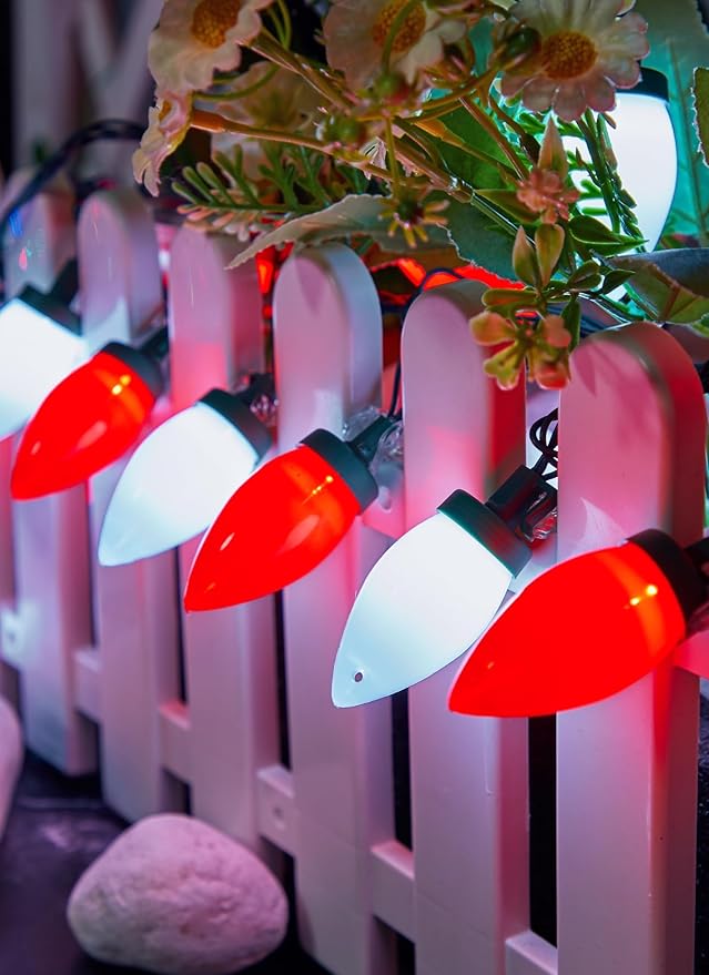 Brightown C9 Christmas Lights Outdoor Waterproof, 66ft Vintage Lights String with 100 Smooth Opaque Bulbs, Plug-in Waterproof Roofline Lights String for Outside Patio Christmas Holiday Decor