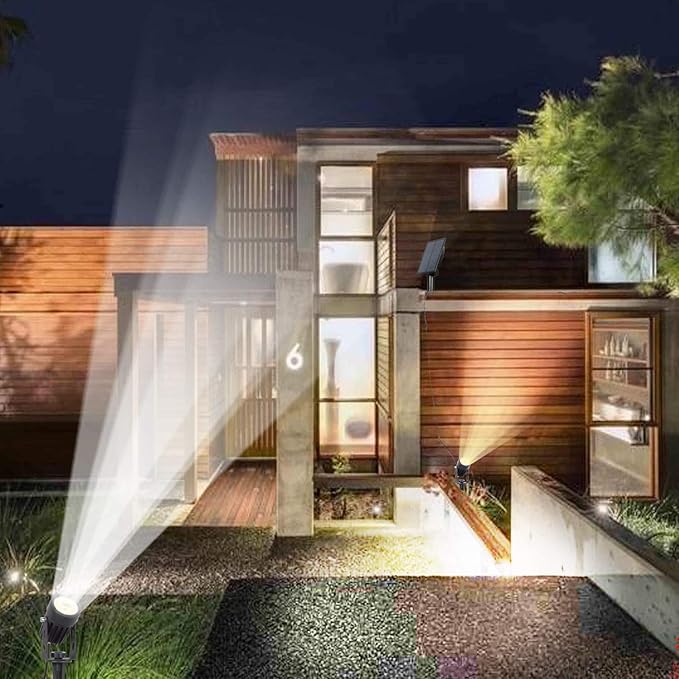 T-SUN Solar Spotlights, Outdoor LED Solar Lights, Waterproof Auto ON/Off Solar Wall Lights for Garden,Driveway, Pathway, Pool Area(White)