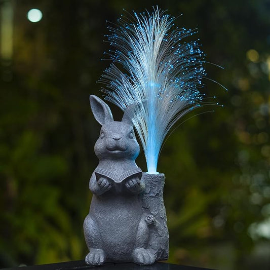 Solar Rabbit Garden Statue with Color-Changing LED Lights – Bunny Figurine for Outdoor Patio, Lawn, Yard & Balcony Decor, Perfect Gardening, Housewarming & Birthday Gifts for Women, Mom & Grandma
