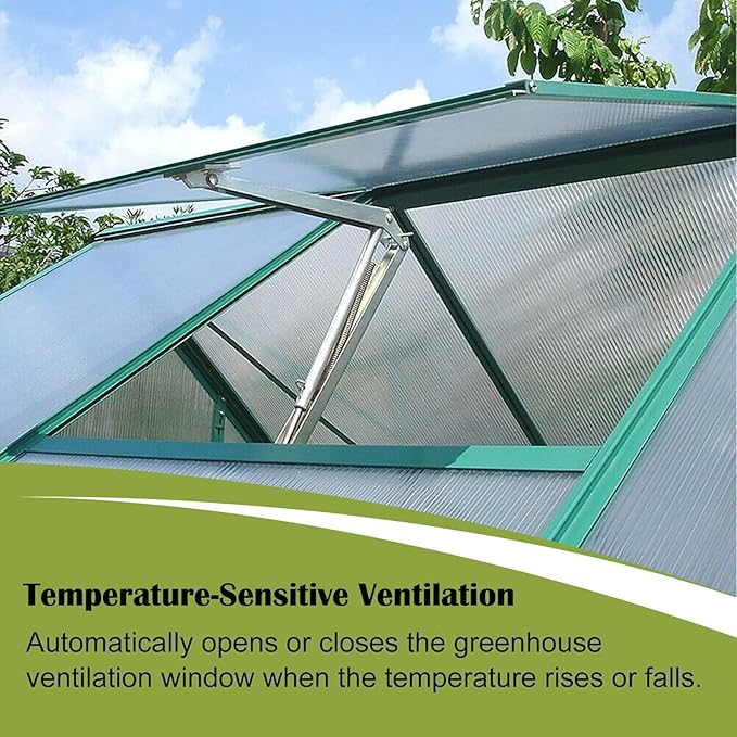 2PCS Auto Roof Vent Opener Automatic Greenhouse Window Opener for Ventilation Solar Heat Sensitive Auto Vent Kit Agriculture Gardening Tools Automatic Greenhouses Supplies (Single Spring Lifts 15 Lbs)