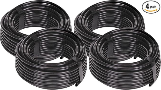 Raindrip 016005P 1/4-Inch Drip Irrigation Supply Tubing, 50-Foot, for Irrigation Drippers, Drip Emitters, and Drip Systems, Black Polyethylene (Pack of 4)