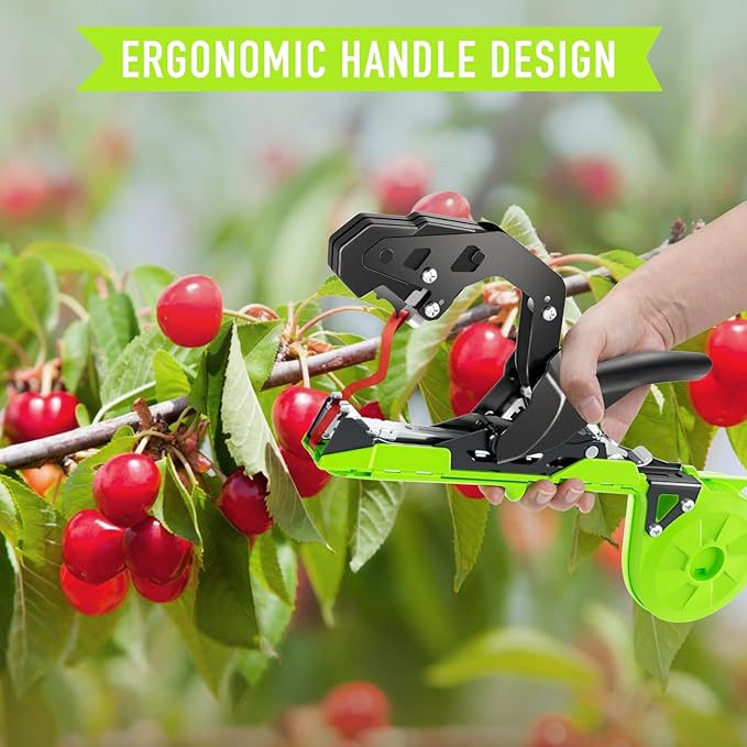 Plant Tying Machine, Upgraded Lightweight Plant Tape Gun to Tie Up Vine Quickly, Plant Tapener Tying Tool for Garden. Plant Tying Tool with 1 Blade 10000 Pcs Staples 20 Rolls Tape and 1 Glove (Green)