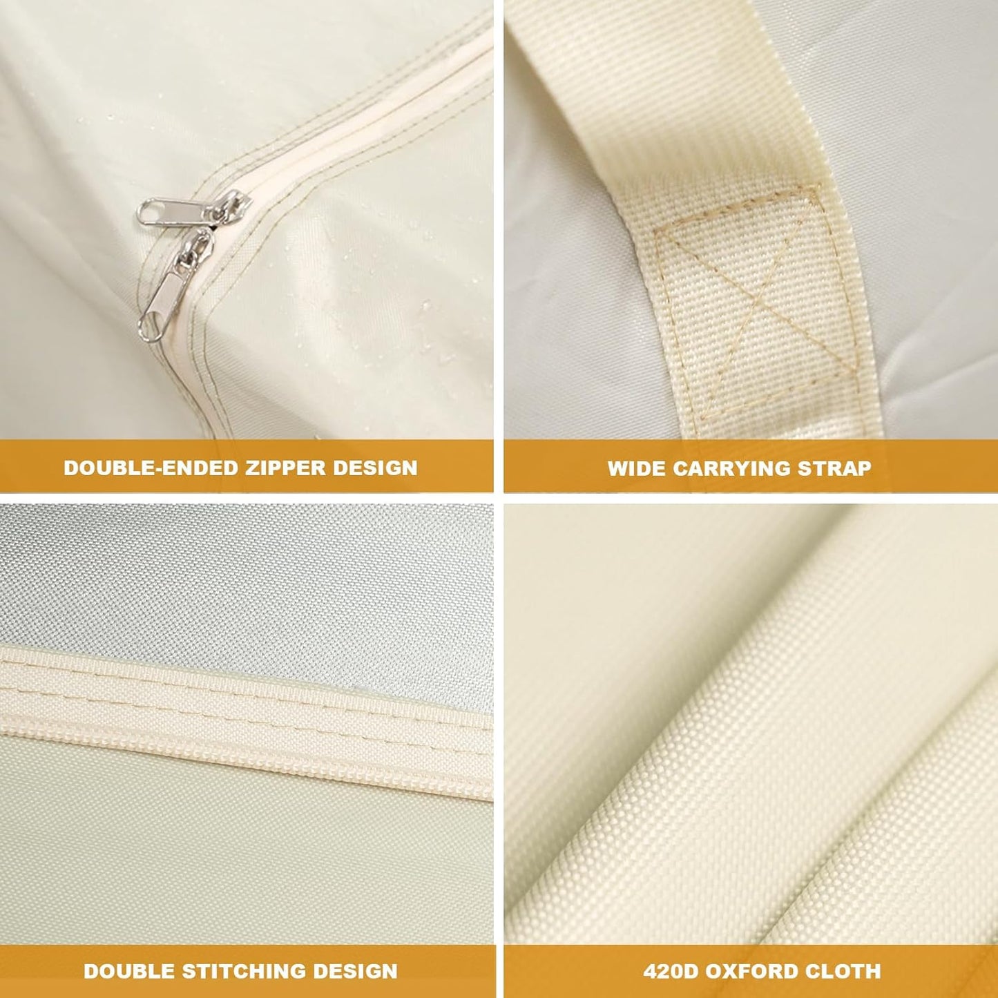 2 Pack Patio Cushion Storage Bags 420D Waterproof Outdoor Storage Bag Furniture Cushion Cover Christmas Tree Storage Bag with Handles and Zipper 60"L x 20"W x 28"H Beige