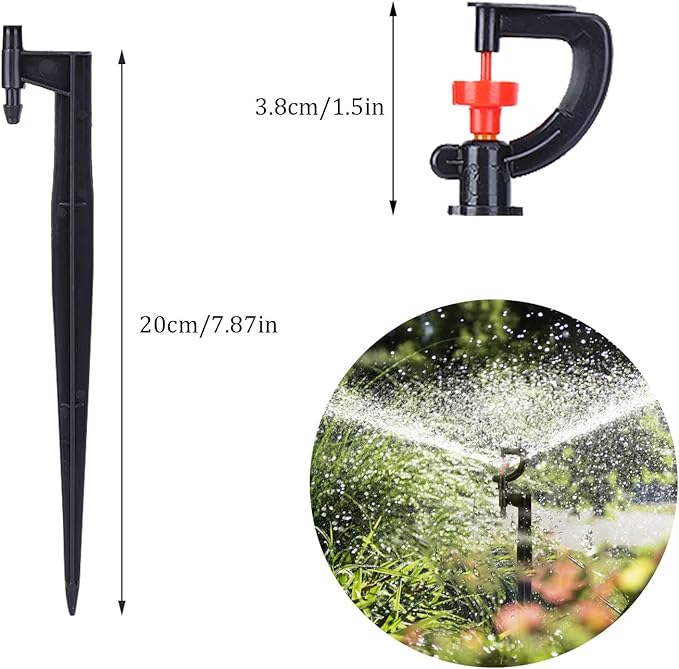 Watering Sprayer, 20pcs G‑Type 360 Degree Rotation Sprinkler Watering Spray Nozzle Gardening Lawn Micro-Sprayers System