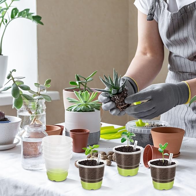 Clear Nursery Pots for Plants,30 Packs Seed Starting Pots 4 inch Plastic Plant Pot Seedling Pots with Drainage Holes Plant Nursery Pots Seed Starting Pot Silicone Base