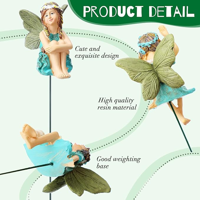 Jetec 10 Pieces Garden Miniatures Fairies Mini Figurine Fairies Decor for Fairy Outdoor Yard Home Decoration(Classic Color)