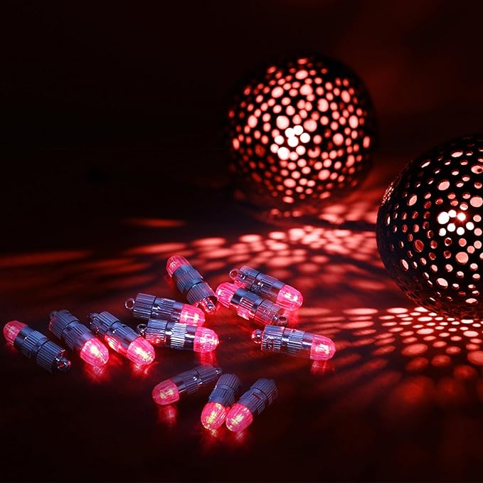 SumDirect Pack of 12 LED Mini Non-Blinking Lights for Paper Lanterns Balloons Floral Wedding Halloween Christmas Party Decoration Centerpieces (12, Red)