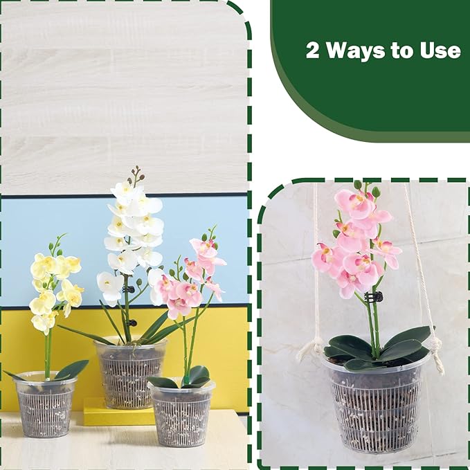 Orchid Pot, 12 Pack Orchid Pots with Holes, 4 Each of 4.5", 5.5", 6.3", Clear Orchid Pots for Repotting, Breathable Slotted Orchids Planter