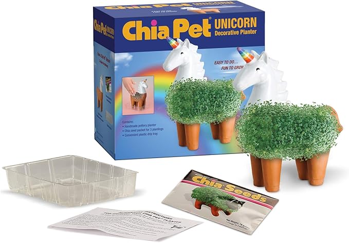 Chia Pet Unicorn with Seed Pack, Decorative Pottery Planter, Easy to Do and Fun to Grow, Novelty Gift, Perfect for Any Occasion