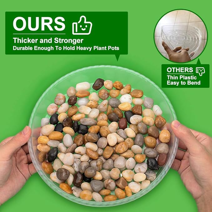 18 Pack Plant Saucers of 6 inch & 8 inch & 10 inch , Durable Plant Trays for Indoors Outdoors, Clear Plastic Flower Plant Pot Saucer, Made of Thicker, Stronger Plastic, with Taller Design (6"+8"+10")