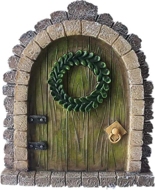 MUAMAX Fairy Garden Door Accessories Miniature Garden Doors Wall Indoor/Outdoor Mystical Door for Tree Trunk Decor Gnome Home Door Magical Door for Fairy(Brown)