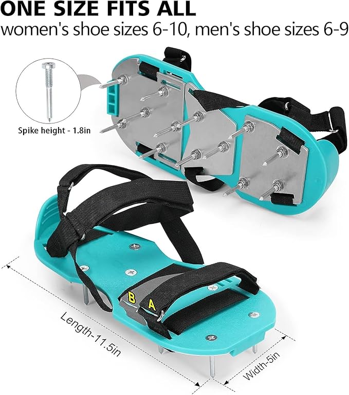 Lawn Aerator Shoes for Grass - Pre-Assembled Grass Aerator Shoes for Lawn - Soil Yard Aerator Tool for Aerating Patio Garden, Green