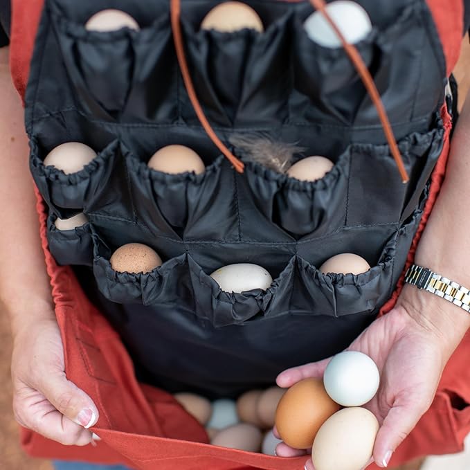 Roo Gardening Apron with Pockets & Harvesting, Picking Pouch - Adjustable, Water-resistant, Washable Canvas Cotton