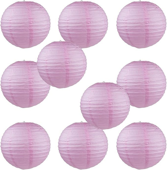 WYZworks - Round Paper Lanterns 10 Pack (Pink, 12") - Hanging Paper Lanterns Lamp for Wedding, Birthday, Party and Home Decorations with 8", 10", 12", 14", 16" Option