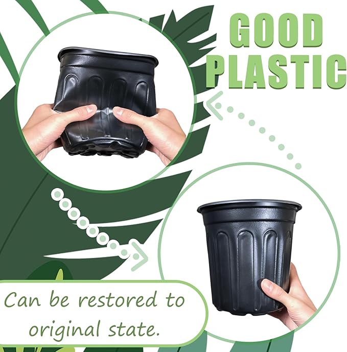 60 Pack 1 Gallon Nursery Plant Pots,Thickened Flexible Plastic Seedling Pot with Holes,Flower Plant Container for Succulents,Cuttings,Transplanting,Home Garden(Black)