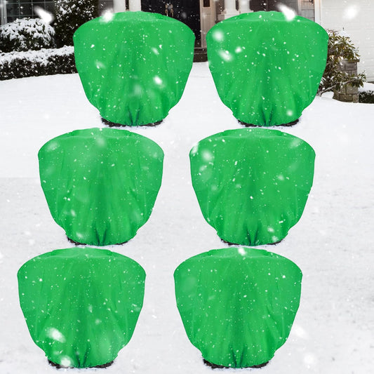 ANPHSIN 6 pcs Frost Protection Plant Covers - 39.3in x 39.3in Shrub Tree Plant Protection with Drawstring, Frost Cloth Wraps Blanket Freeze Bags for Winter Outdoor Garden Potted Plants Green