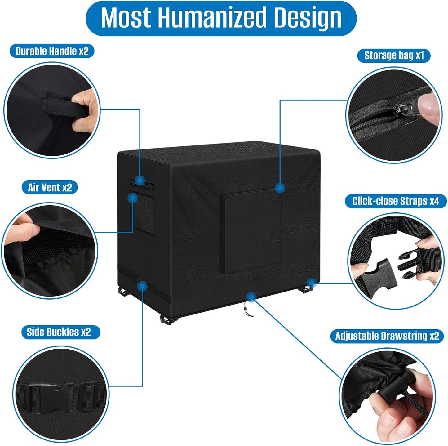 SIRUITON Outdoor Bar Cart Cover for 60 Inch Portable Outdoor Table, Heavy Duty 600D Oxford Fabric Outdoor Waterproof BBQ/Worktable Metal Movable Table Cover