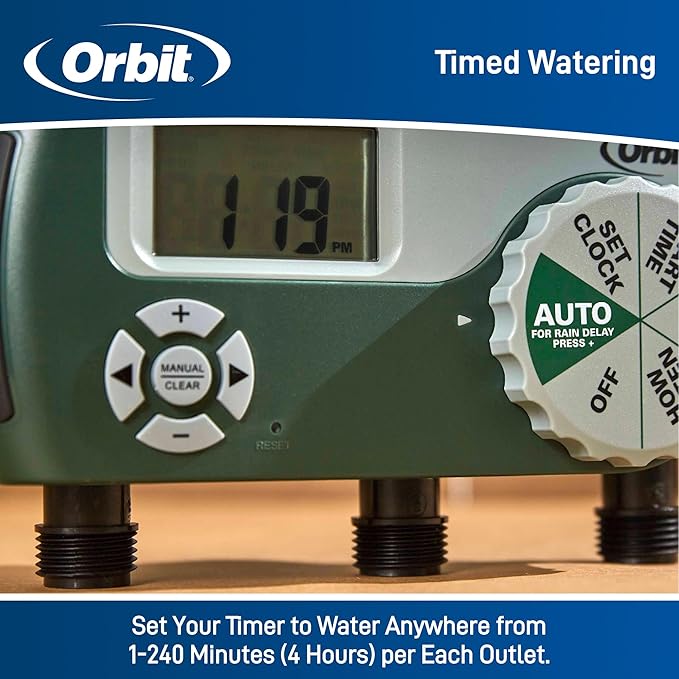 Orbit 56082 3-Outlet Hose Watering Timer, Green (3 Outlet)