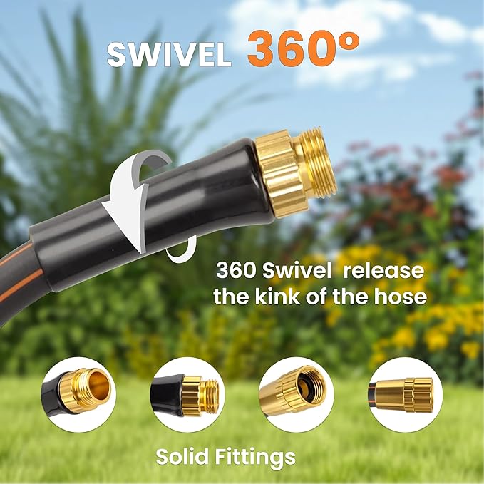 Giraffe Tools Garden Hose 100ft x 5/8", Water Hose Heavy Duty, with Swivel Handle Lightweight, Flexible Hybrid Hose, Male Female Fittings
